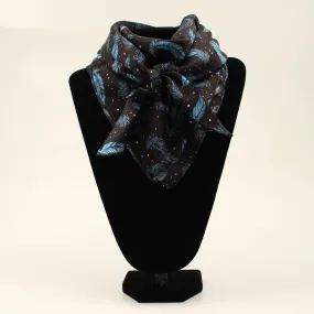 100% Silk Feathers Wild Rag - Black/Blue