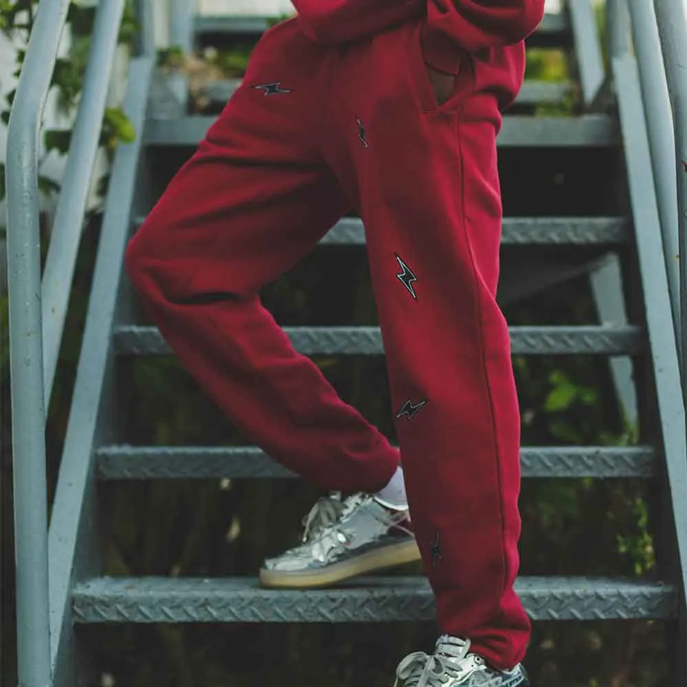 8&9 Sweatpants - Blaze Felt Applique - Burgundy