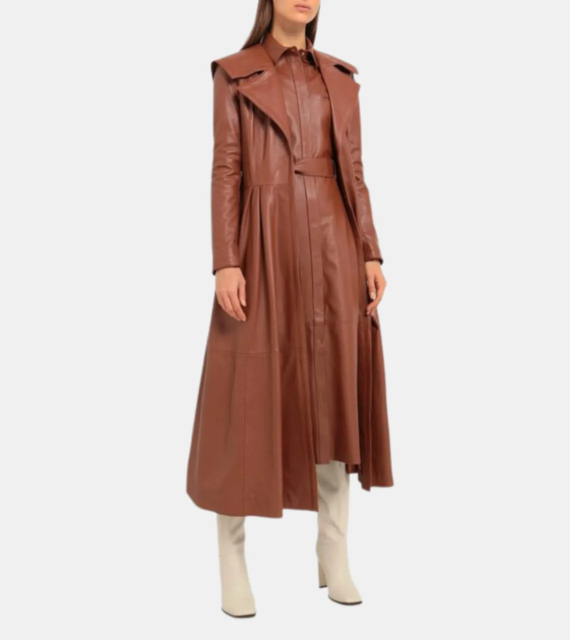 Aleide Women's Brown Leather Coat