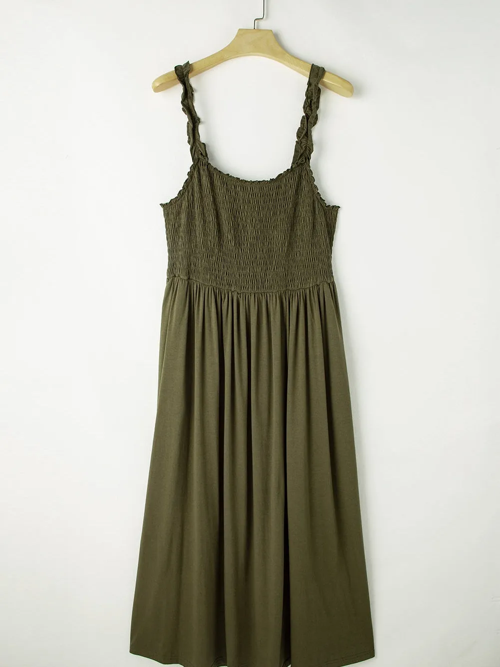 Amazon Rainforest Green Ruched Bodice Sleeveless Plus Size Full-Length Dress