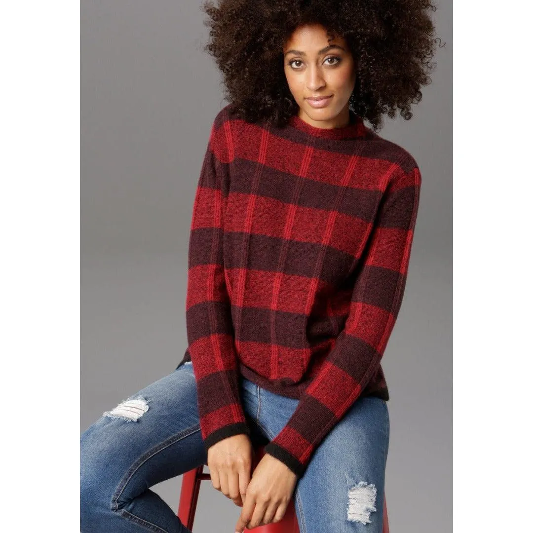 Aniston Selected Red Check Knit Jumper