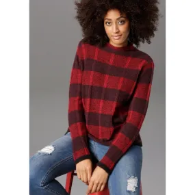 Aniston Selected Red Check Knit Jumper