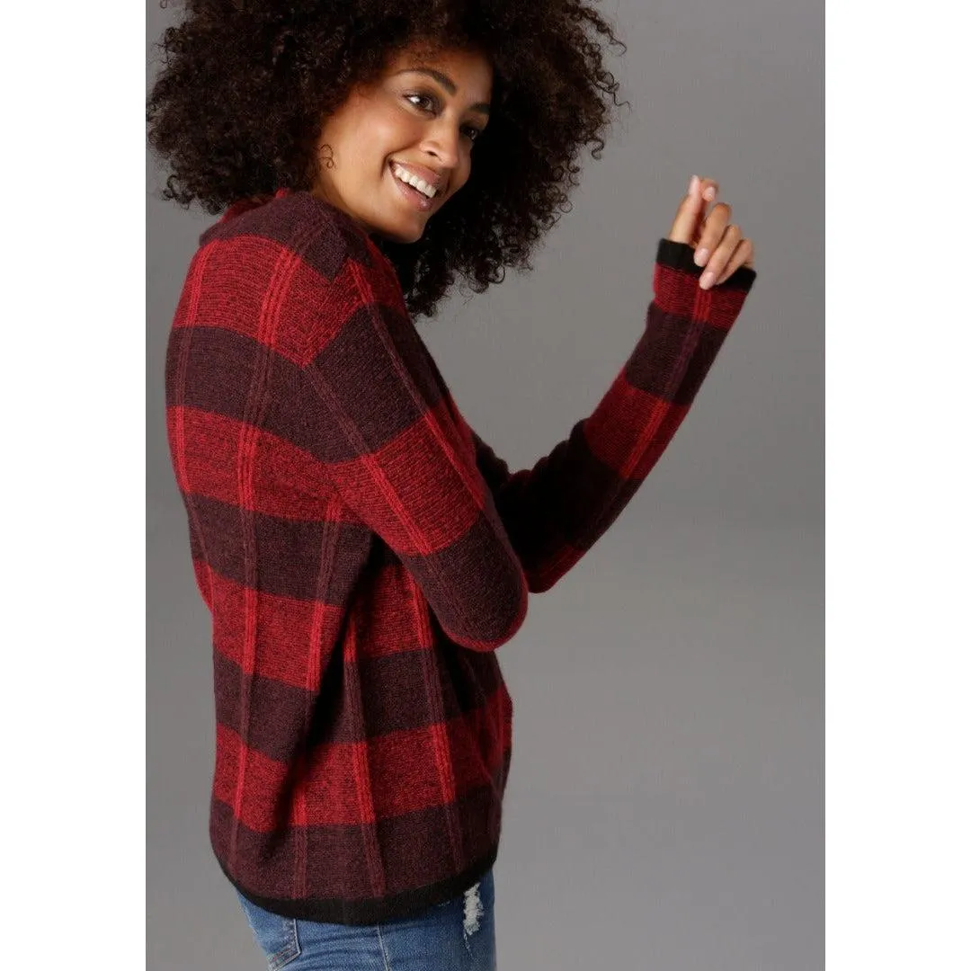 Aniston Selected Red Check Knit Jumper