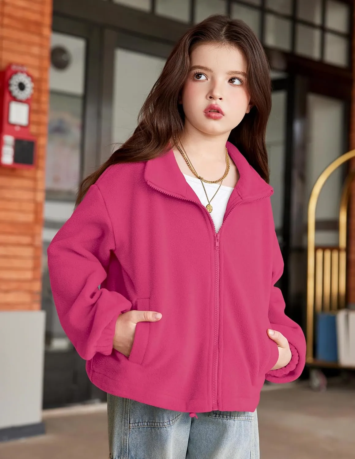 Arshiner Girls Zip Up Fleece Jacket Fall Winter Sherpa Sweatshirts