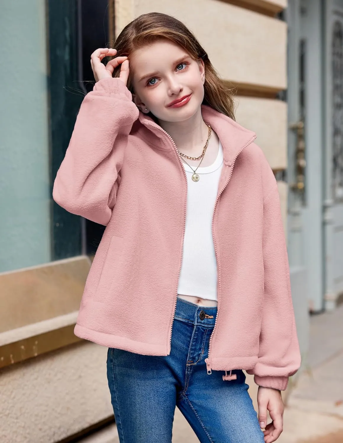 Arshiner Girls Zip Up Fleece Jacket Fall Winter Sherpa Sweatshirts