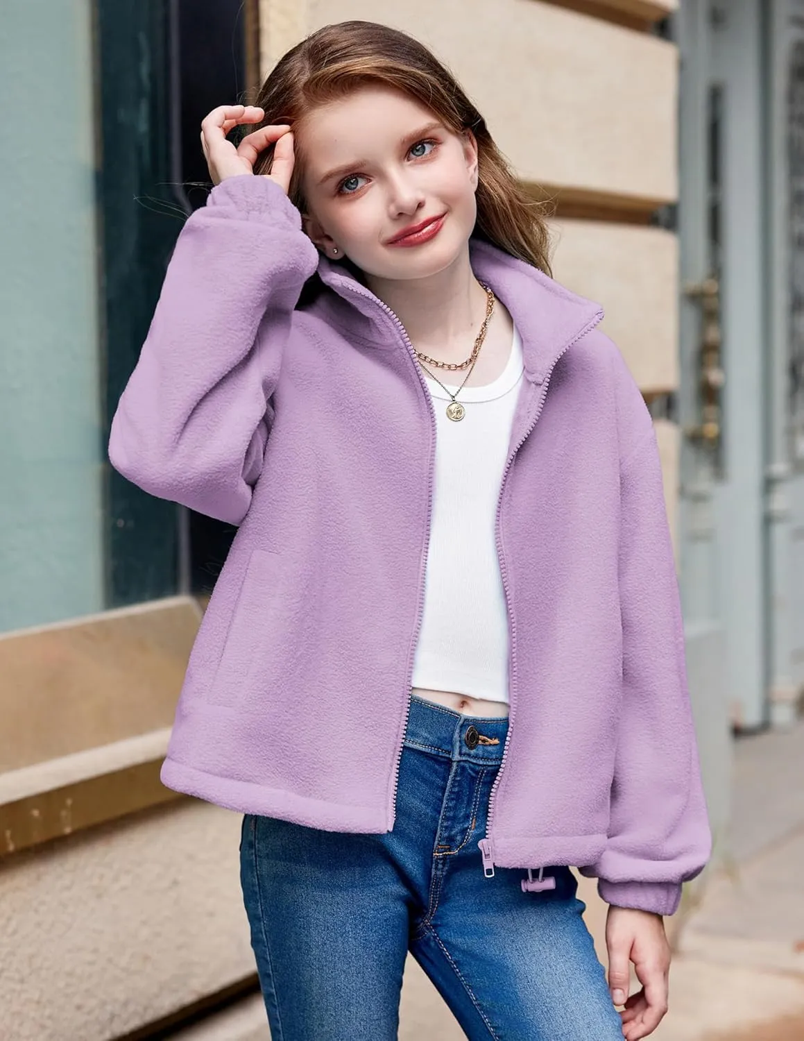 Arshiner Girls Zip Up Fleece Jacket Fall Winter Sherpa Sweatshirts