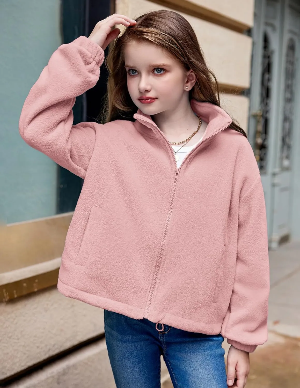 Arshiner Girls Zip Up Fleece Jacket Fall Winter Sherpa Sweatshirts