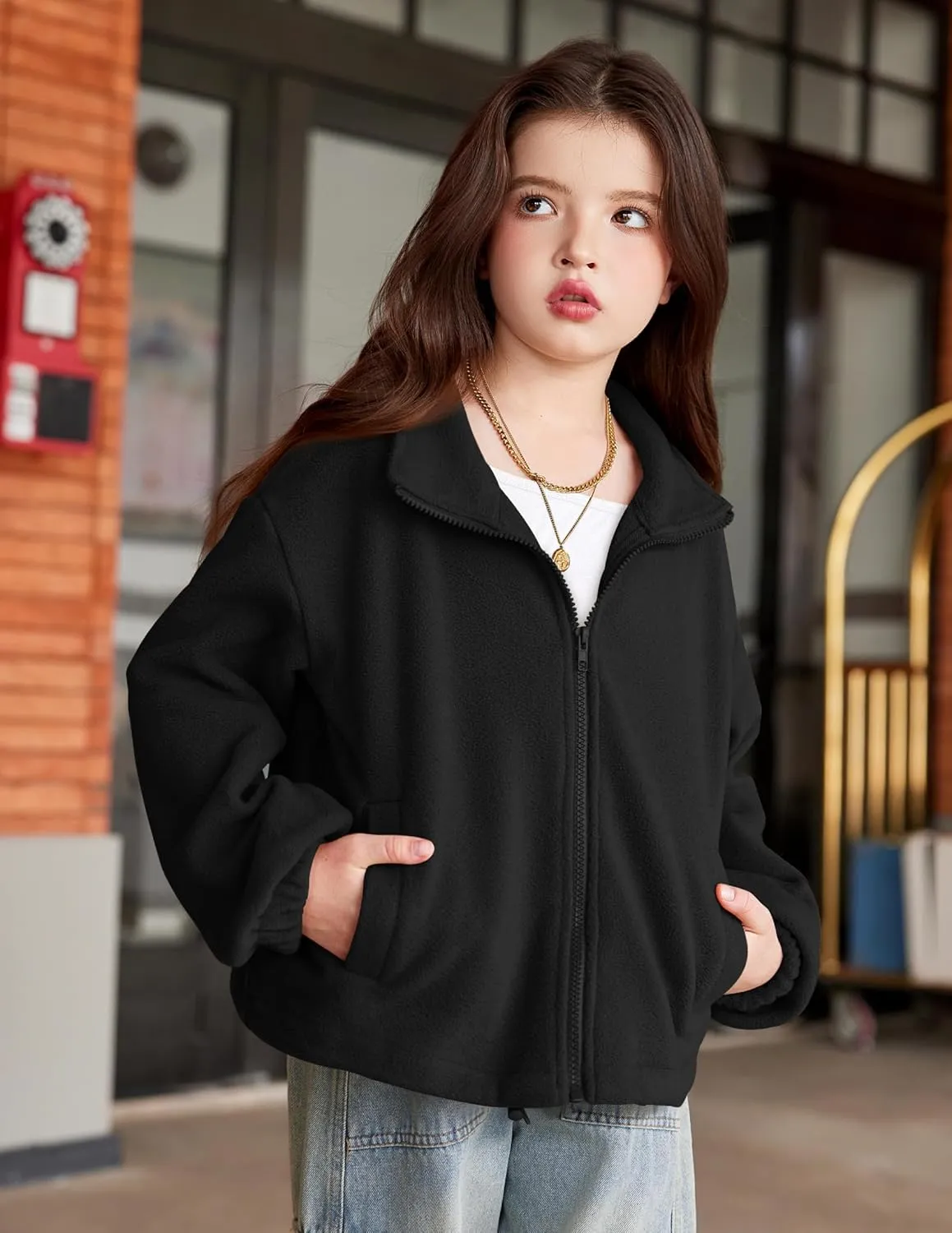 Arshiner Girls Zip Up Fleece Jacket Fall Winter Sherpa Sweatshirts