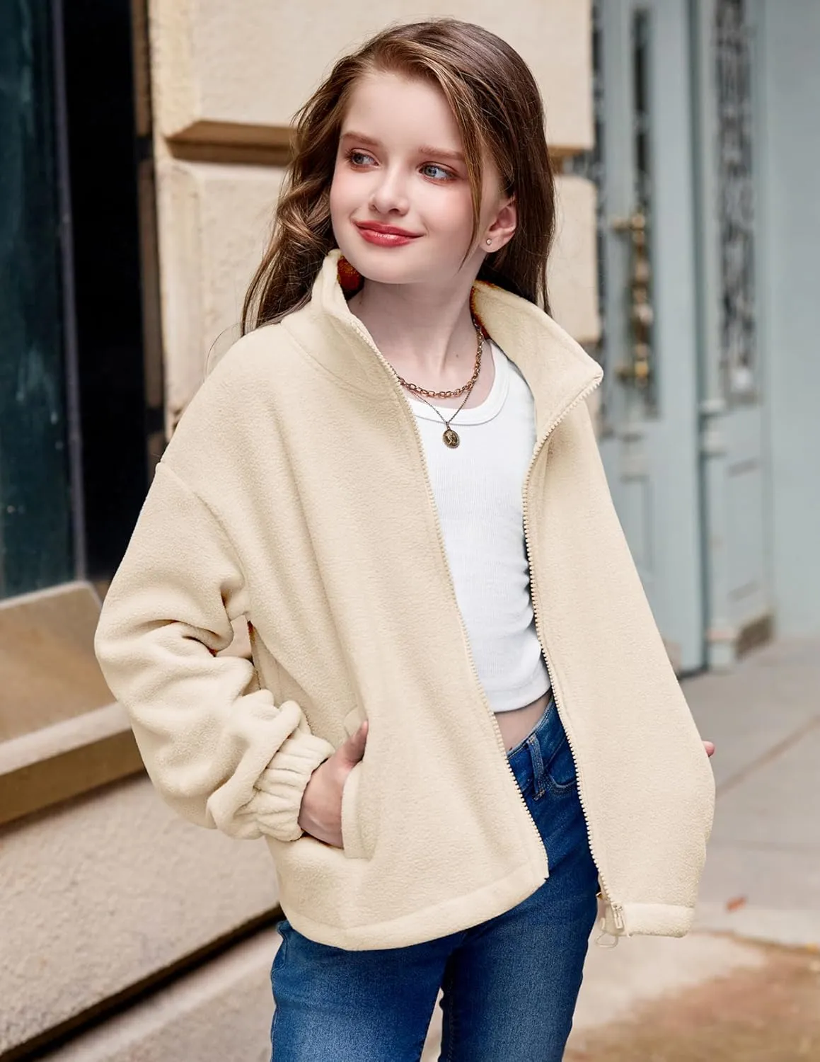 Arshiner Girls Zip Up Fleece Jacket Fall Winter Sherpa Sweatshirts