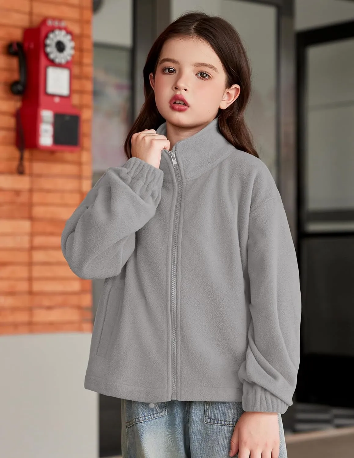Arshiner Girls Zip Up Fleece Jacket Fall Winter Sherpa Sweatshirts