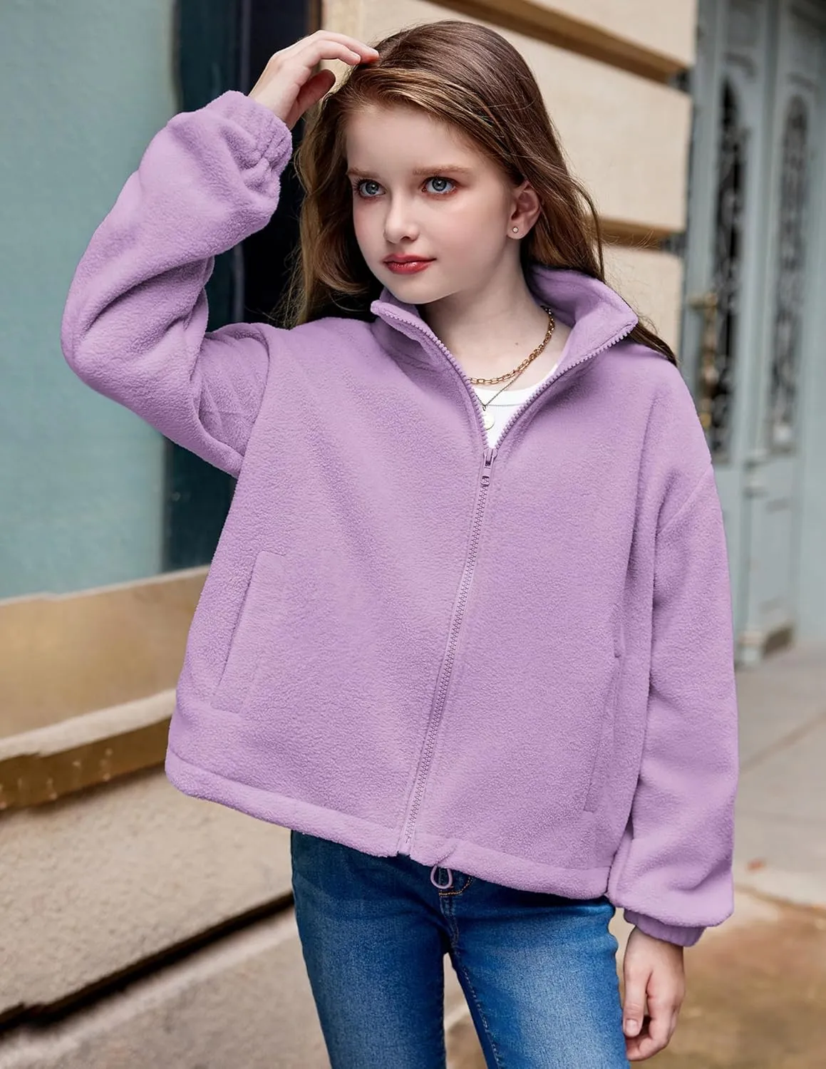 Arshiner Girls Zip Up Fleece Jacket Fall Winter Sherpa Sweatshirts
