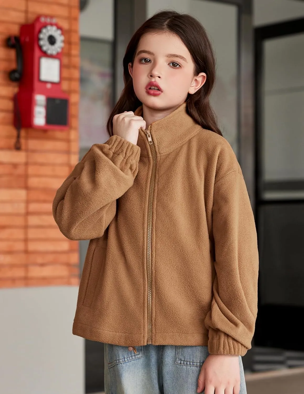 Arshiner Girls Zip Up Fleece Jacket Fall Winter Sherpa Sweatshirts
