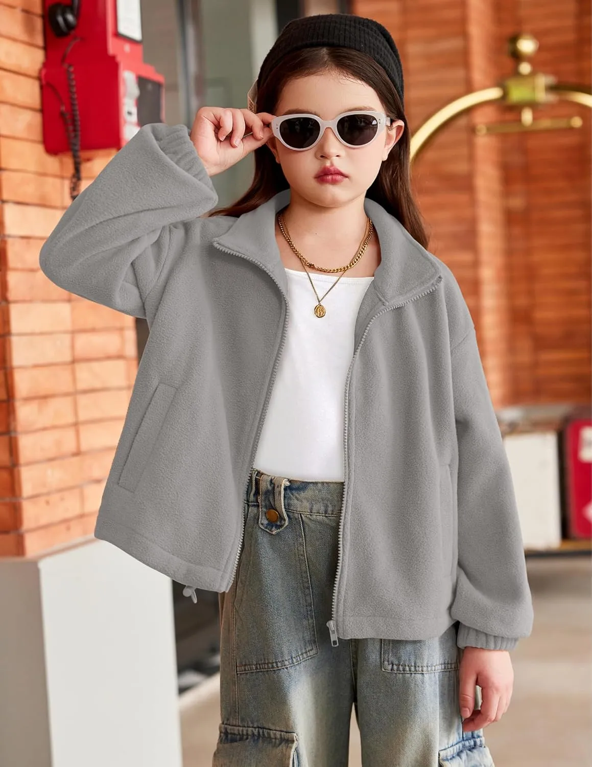 Arshiner Girls Zip Up Fleece Jacket Fall Winter Sherpa Sweatshirts