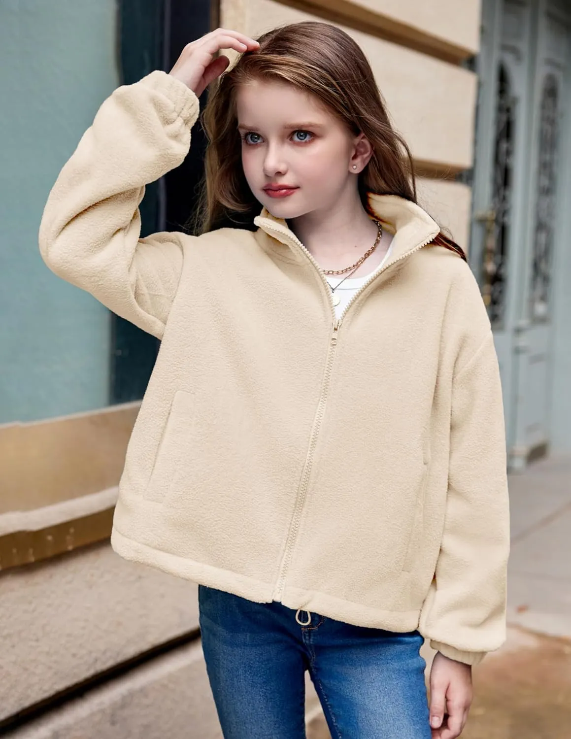 Arshiner Girls Zip Up Fleece Jacket Fall Winter Sherpa Sweatshirts