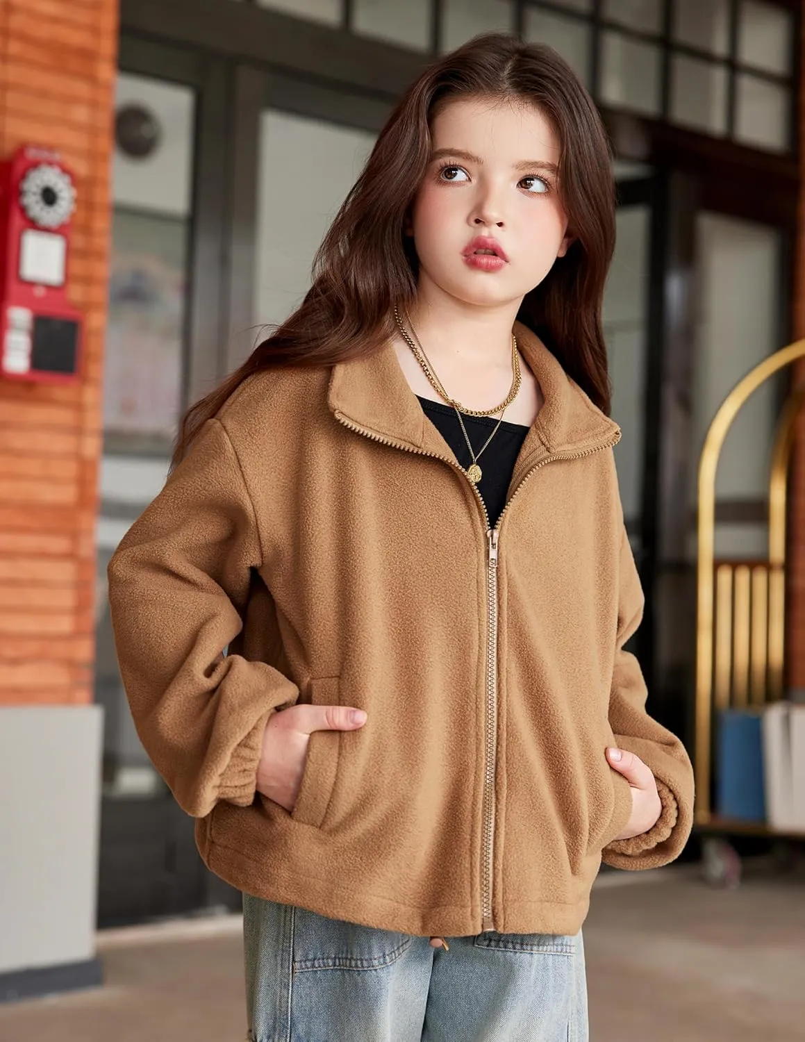Arshiner Girls Zip Up Fleece Jacket Fall Winter Sherpa Sweatshirts