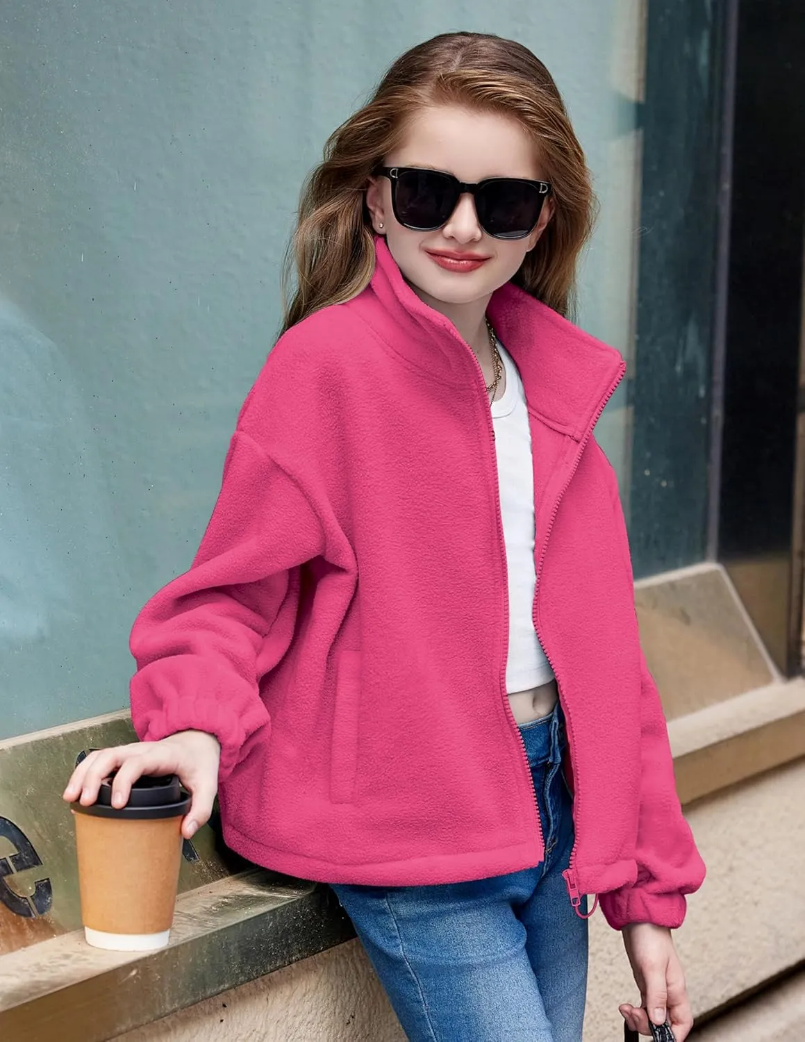 Arshiner Girls Zip Up Fleece Jacket Fall Winter Sherpa Sweatshirts