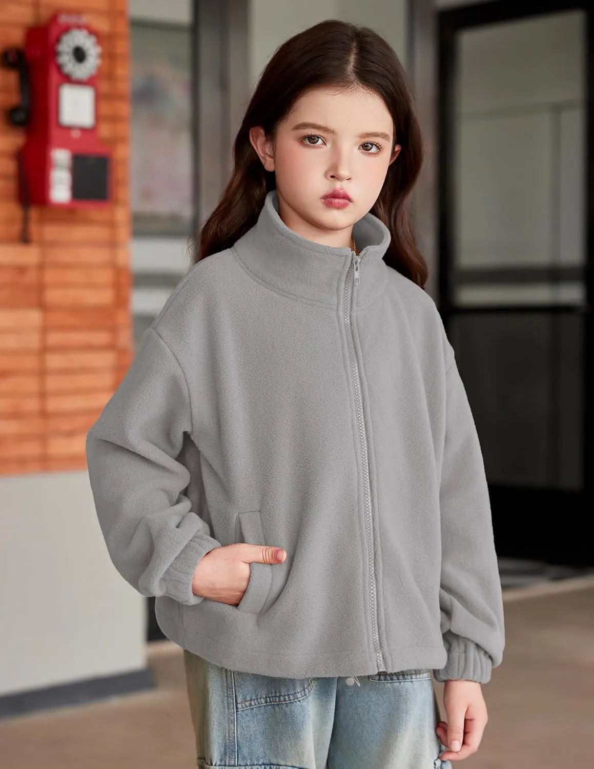 Arshiner Girls Zip Up Fleece Jacket Fall Winter Sherpa Sweatshirts