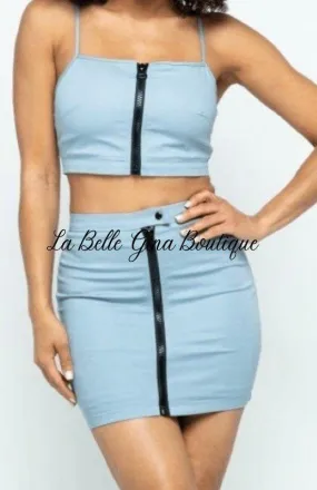 BAE crop top and skirt set.