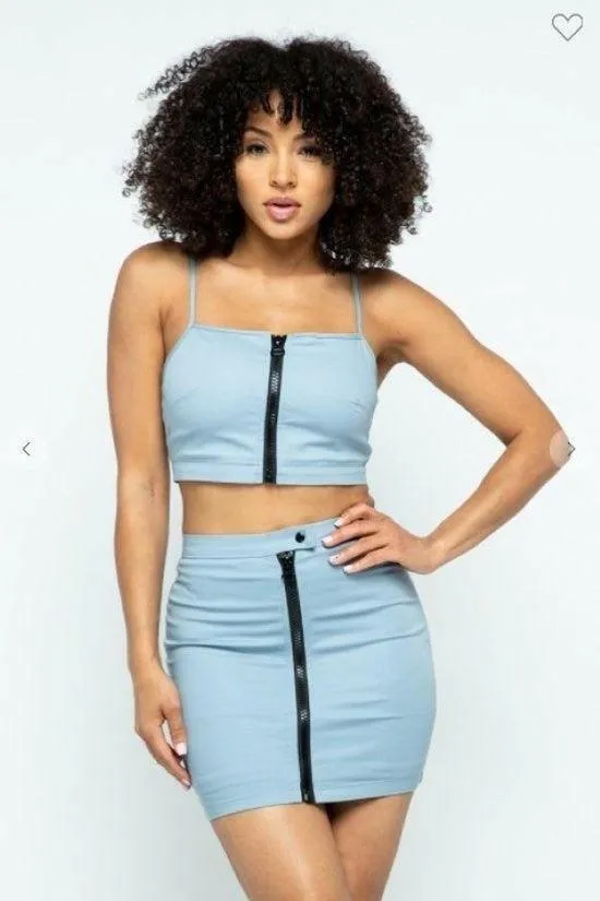 BAE crop top and skirt set.