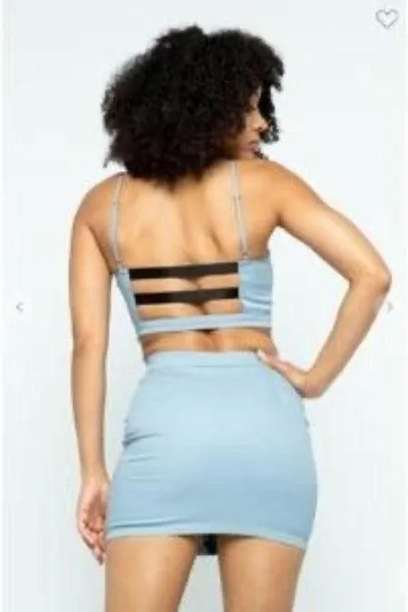 BAE crop top and skirt set.
