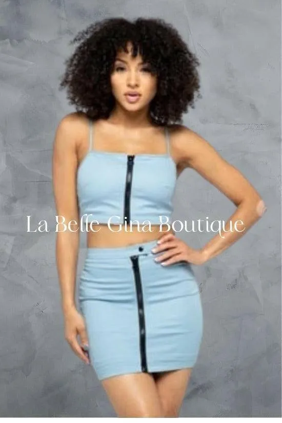 BAE crop top and skirt set.