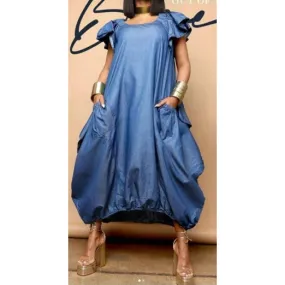 Balloon Maxi Dress - Denim