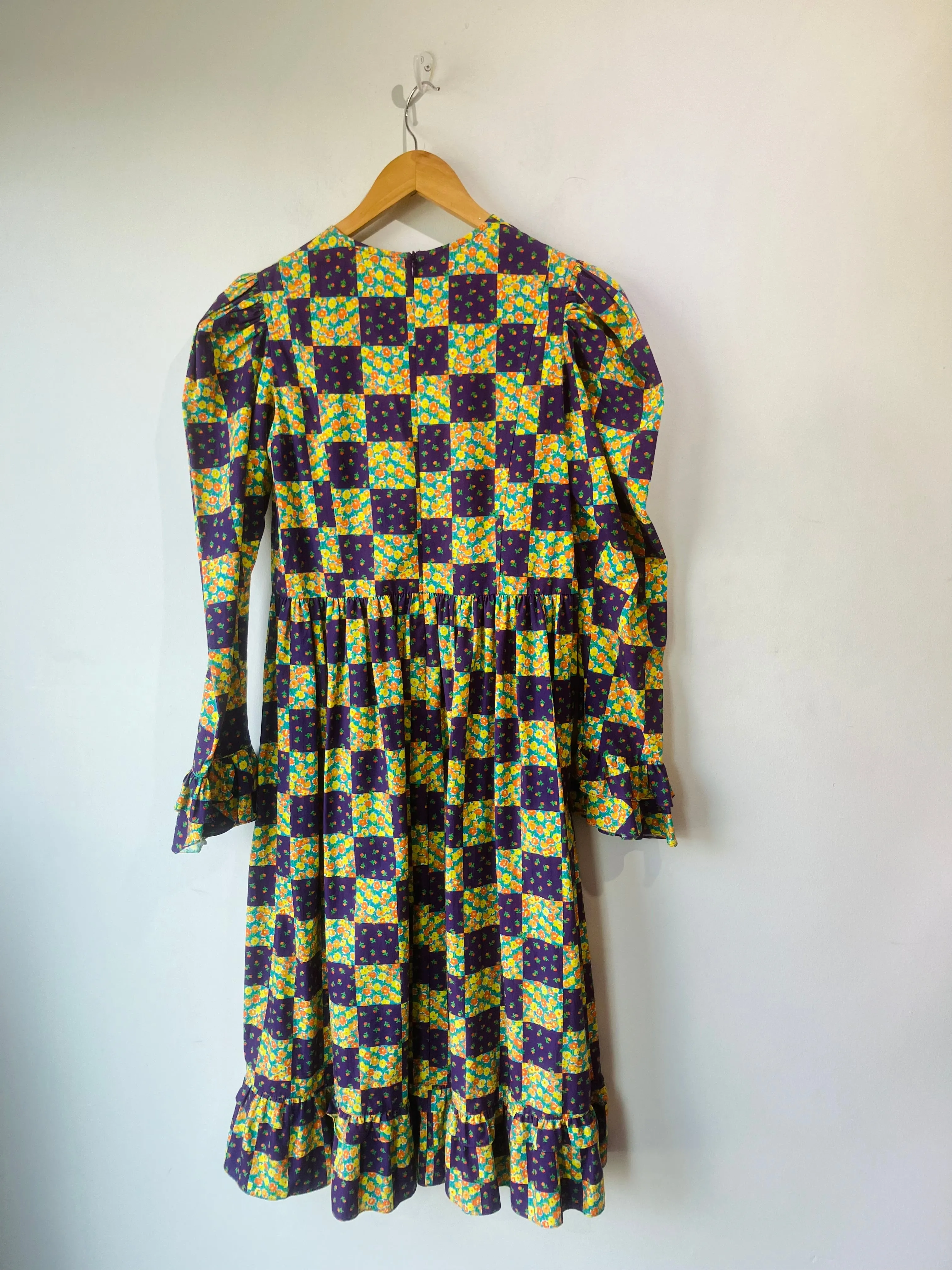Batsheva Purple and Orange Floral Prairie Dress