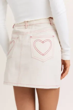 Be My Lover Embroidered Mini Skirt