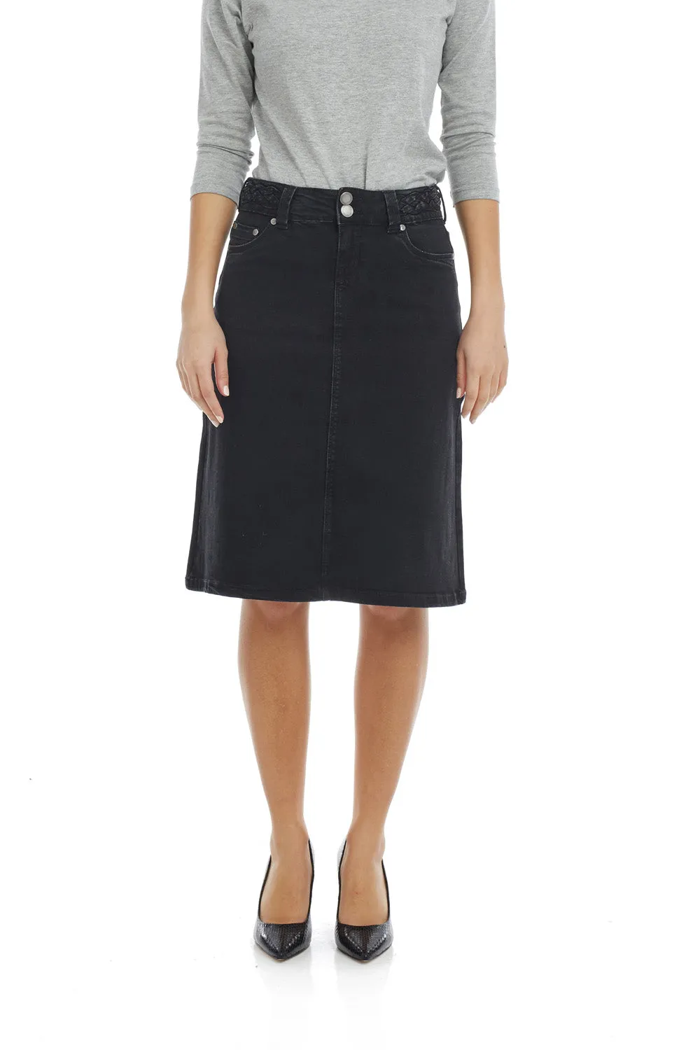Below Knee Length A-Line Denim Jean Skirt 'Sydney' EX802153