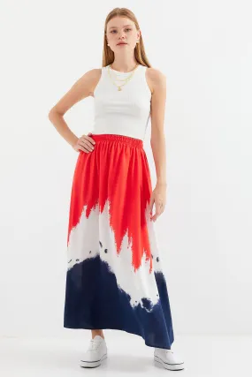 BGD Women Patterned Long Viscose Skirt - Red - Avondale