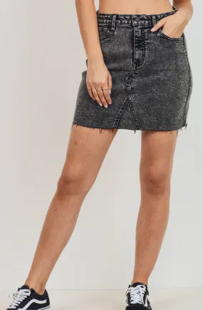 Black Acid Wash Skirt