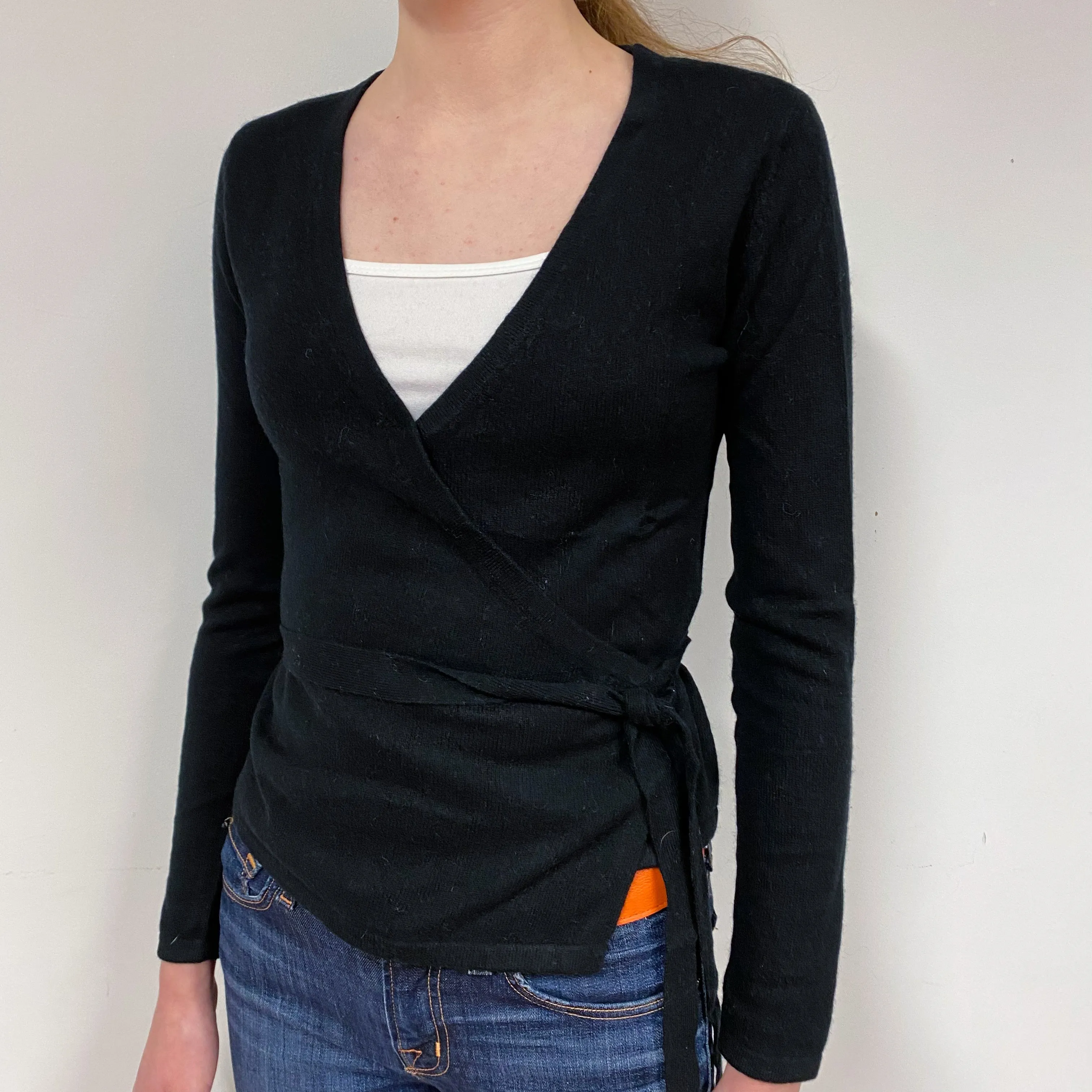 Black Cashmere Wrap Around Cardigan Extra Small