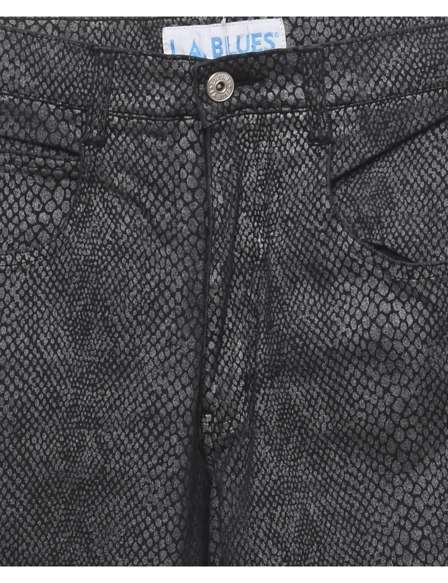 Black Flared Snakeskin Jeans - W28 L30