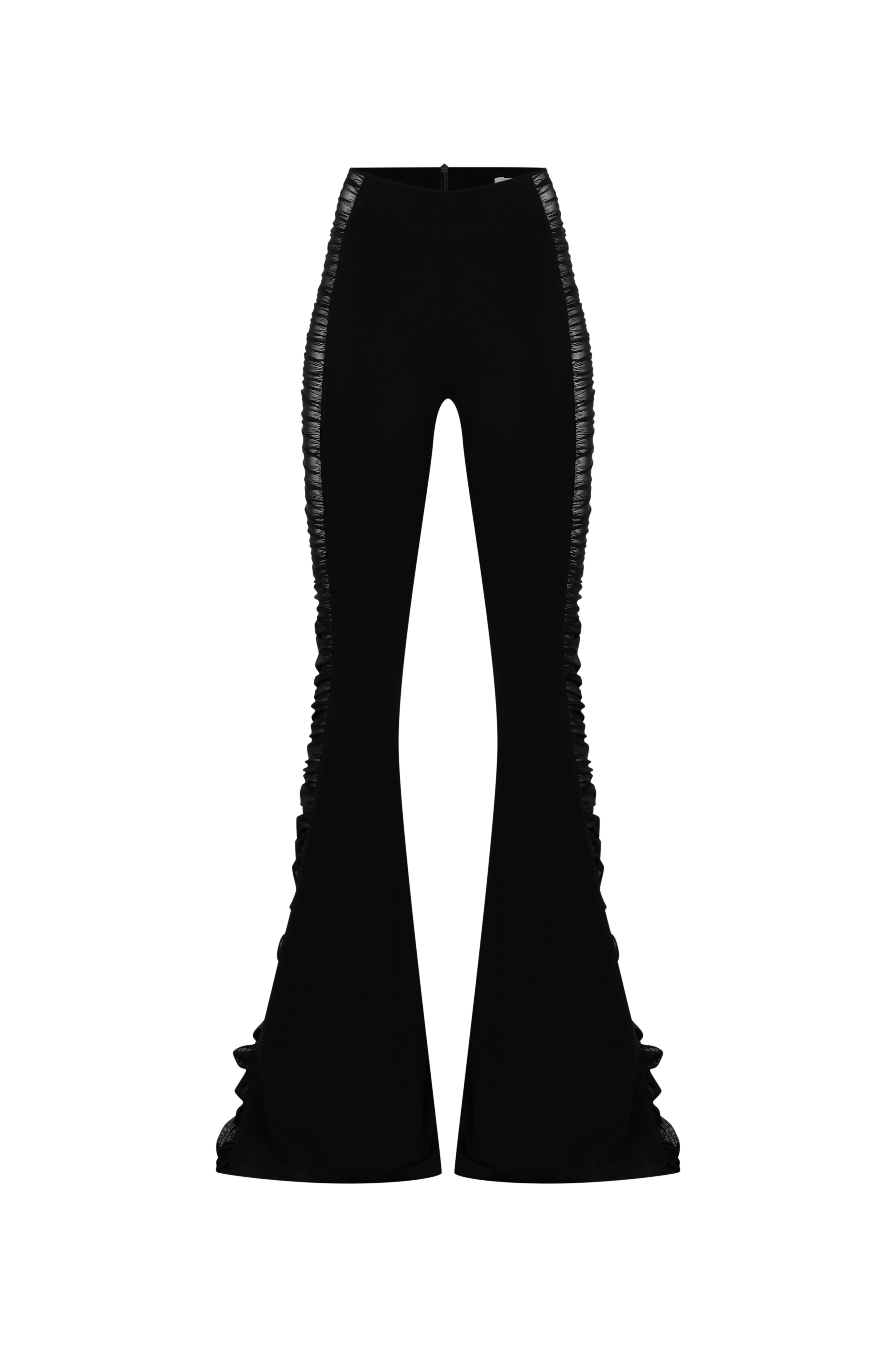Black Flared Trousers with Tulle Detail