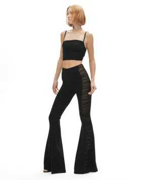 Black Flared Trousers with Tulle Detail