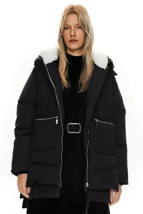 Black Women's Thickened Down Jacket with Filler and Duck Feather - Orolay