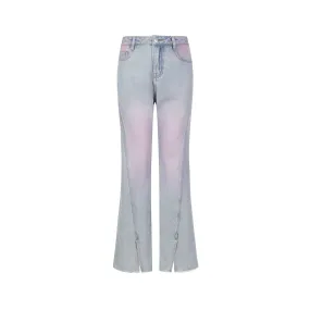 Blue Blush Denim Flared Pants