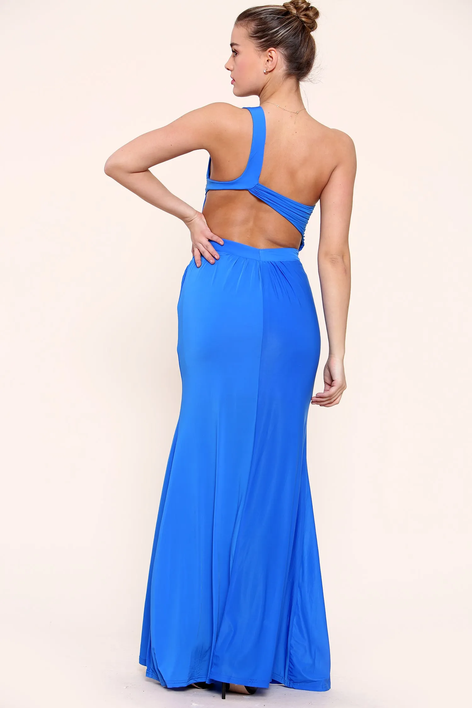 Blue One Shoulder Maxi Dress