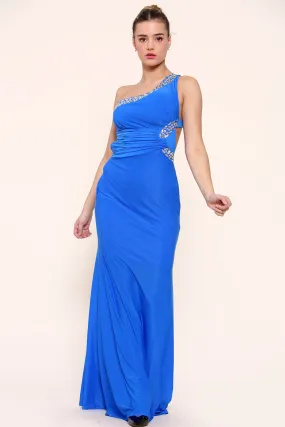 Blue One Shoulder Maxi Dress