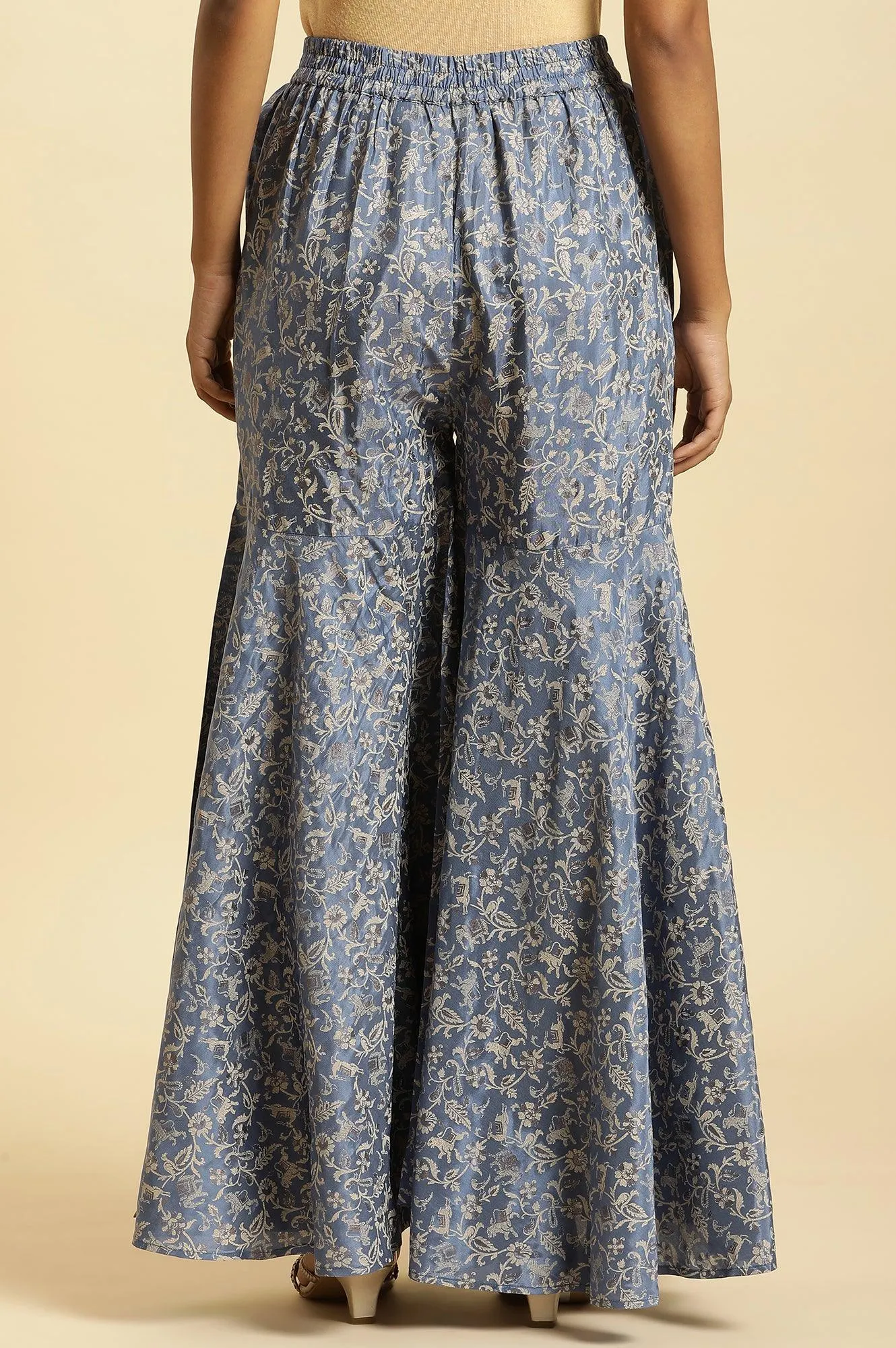 Blue Printed Festive Sharara