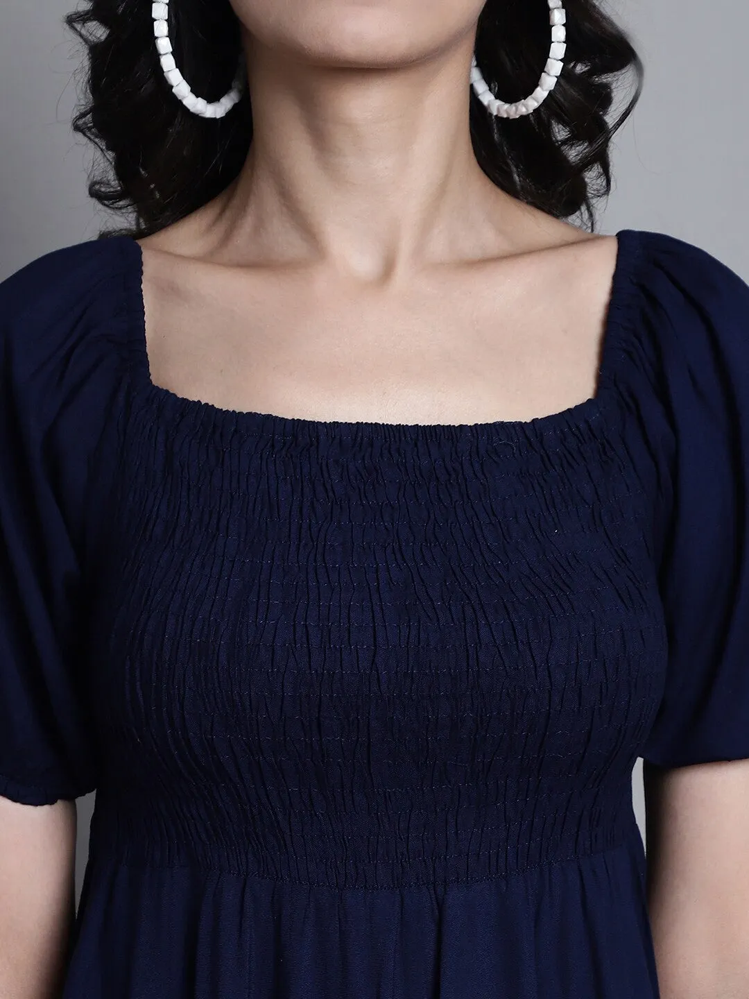Blue Solid Elegance Maxi Dress