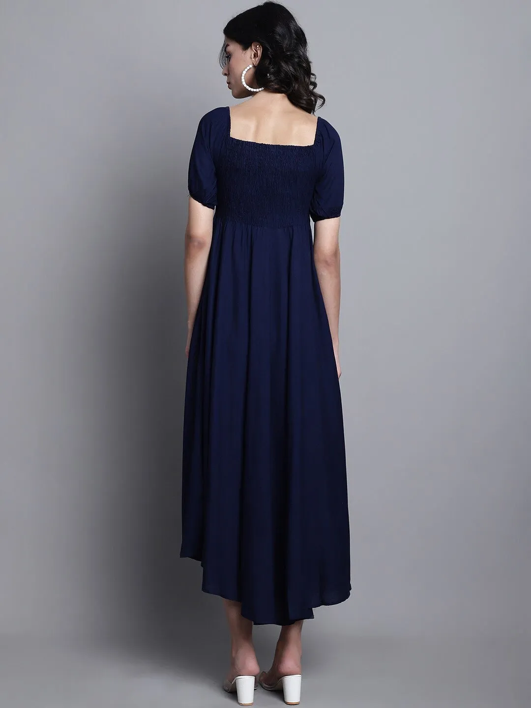 Blue Solid Elegance Maxi Dress