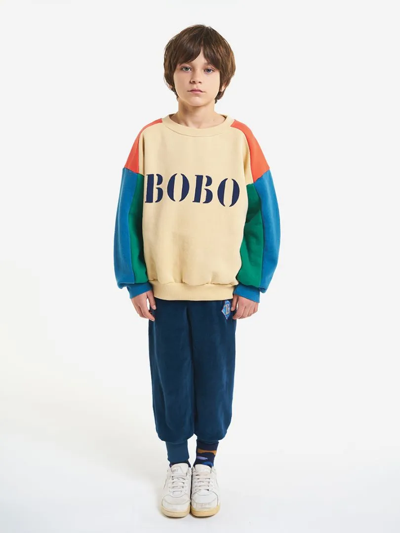 BOBO CHOSES B PATCH VELVET JOGGING PANTS