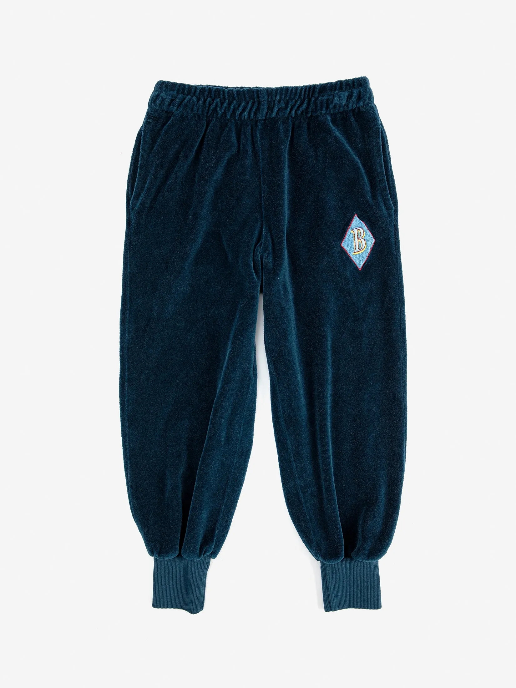 BOBO CHOSES B PATCH VELVET JOGGING PANTS