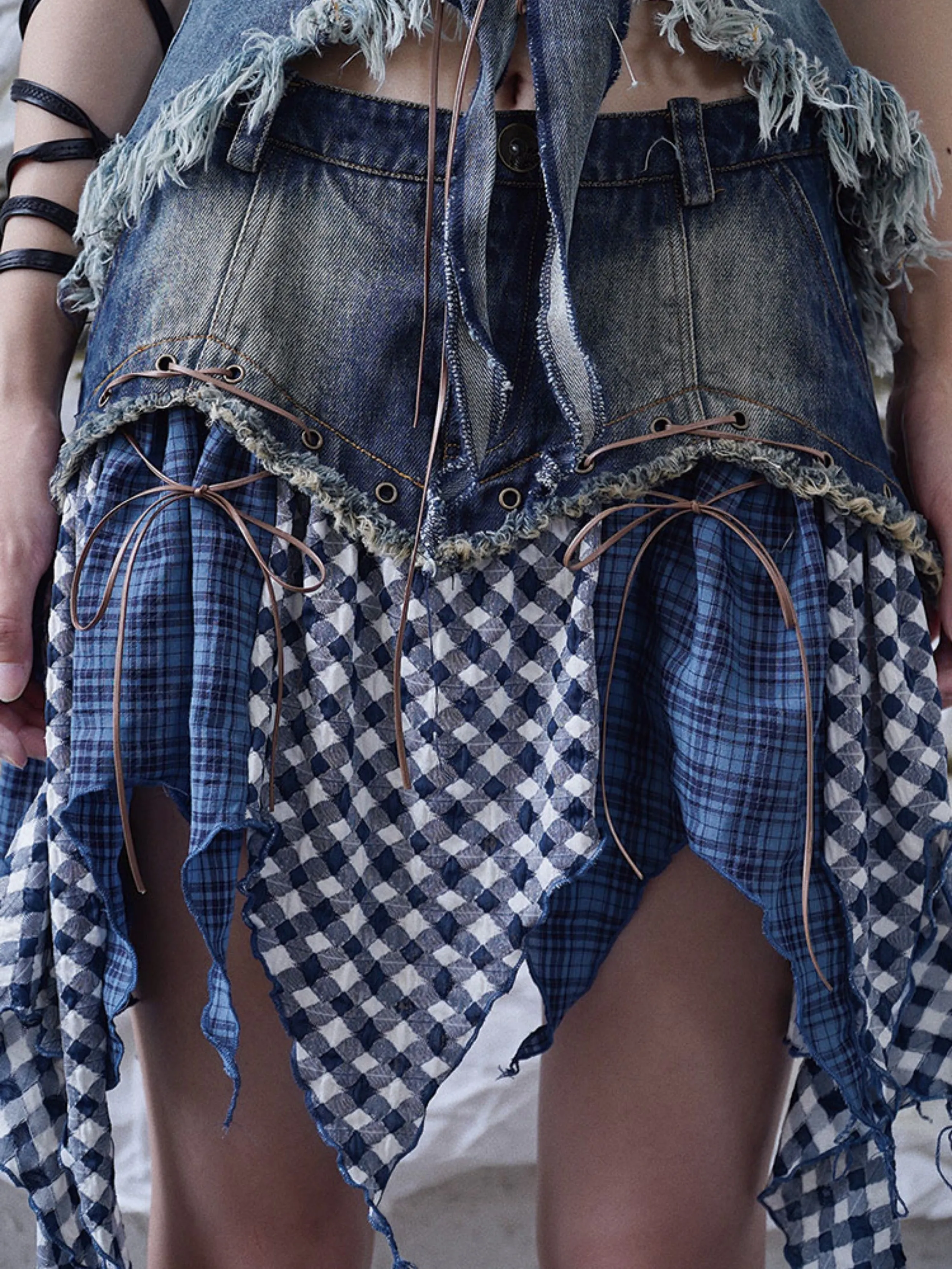 Broken Feeling Irregular Design Denim Skirt