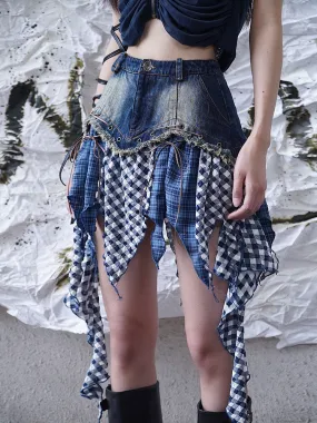 Broken Feeling Irregular Design Denim Skirt