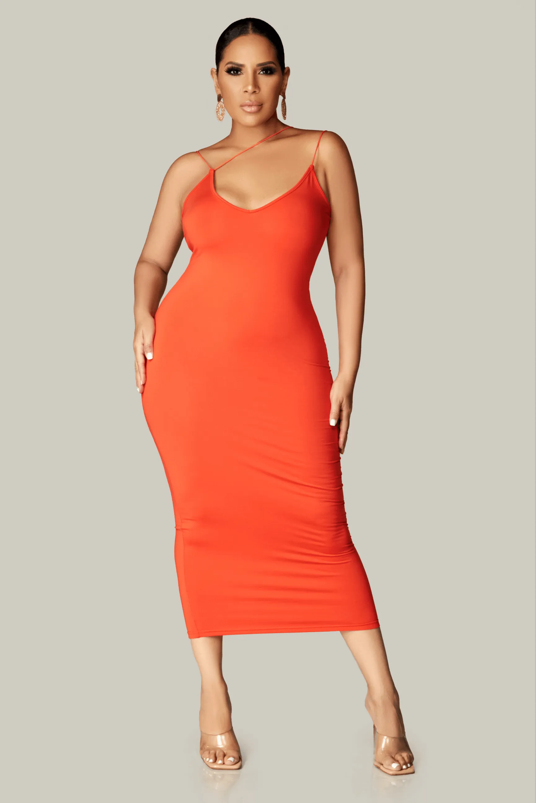Brooks Sexy Asymmetrical Bodycon Midi Dress