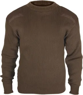 Brown - Military Style Commando Acrylic Crewneck Sweater