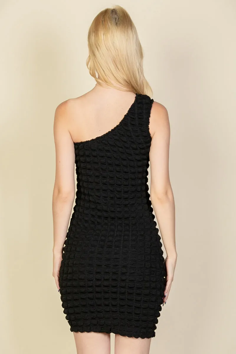 Bubble Fabric One Shoulder Bodycon Mini Dress (CAPELLA)