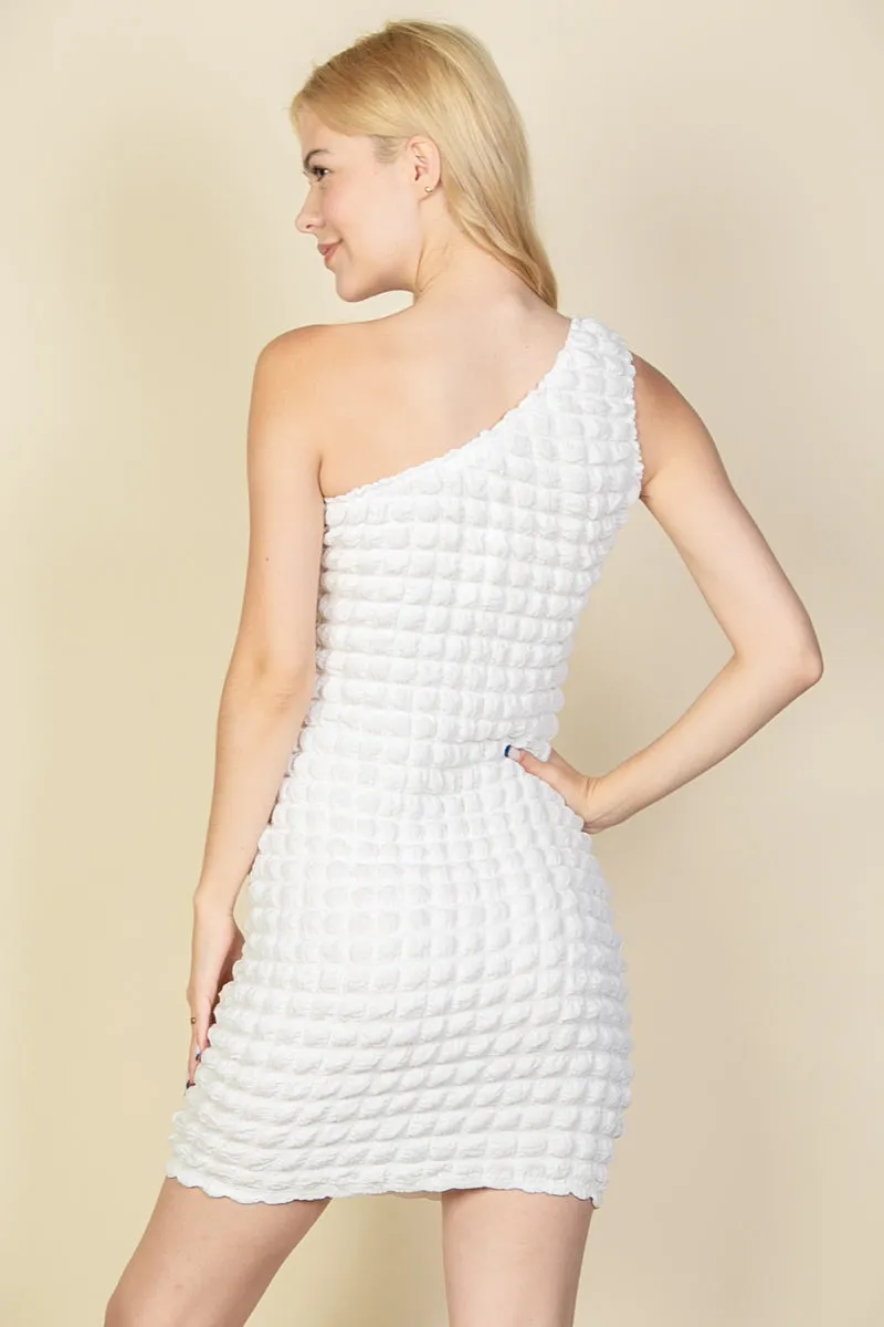 Bubble Fabric One Shoulder Bodycon Mini Dress (CAPELLA)